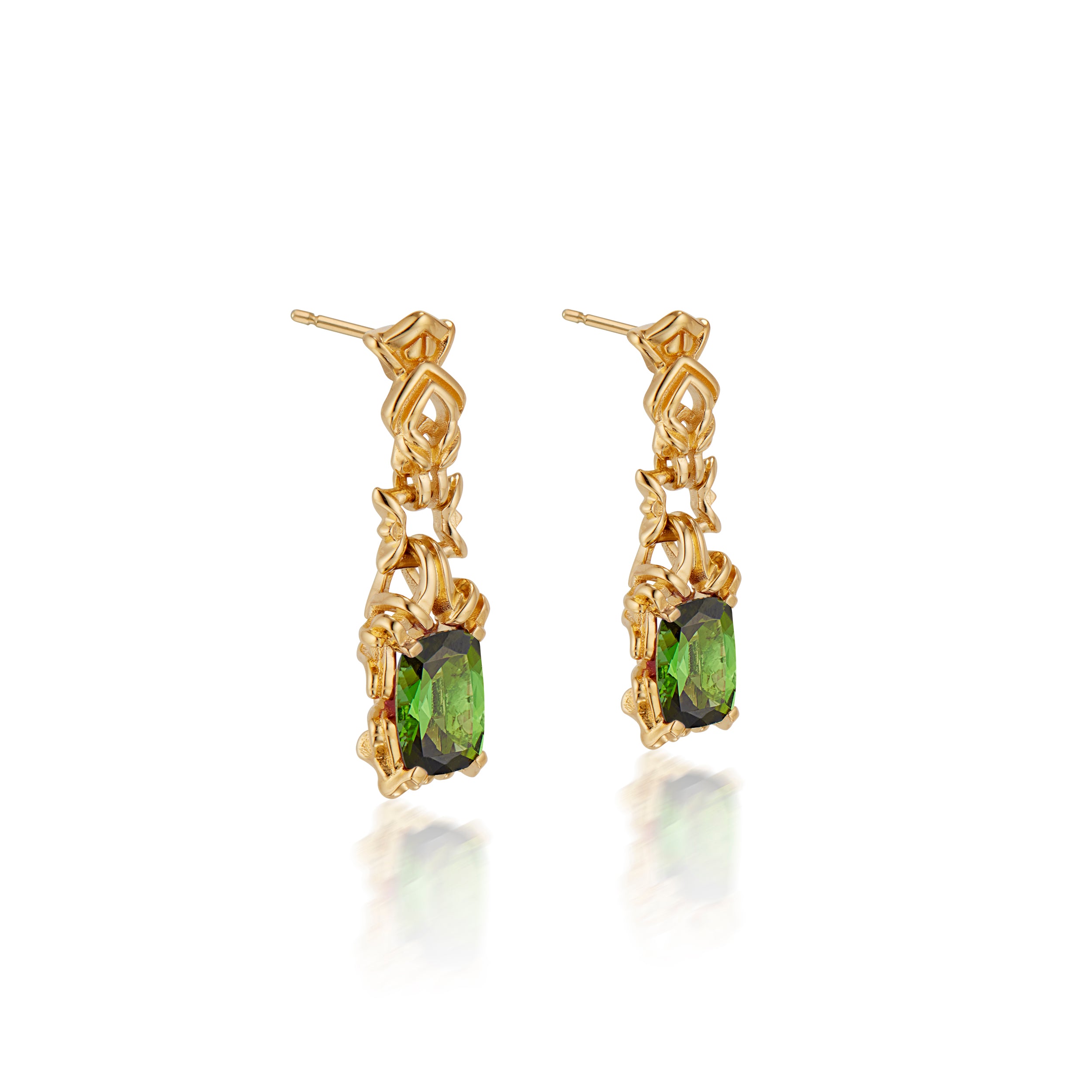 Tracery Alba Earrings Green Tourmaline