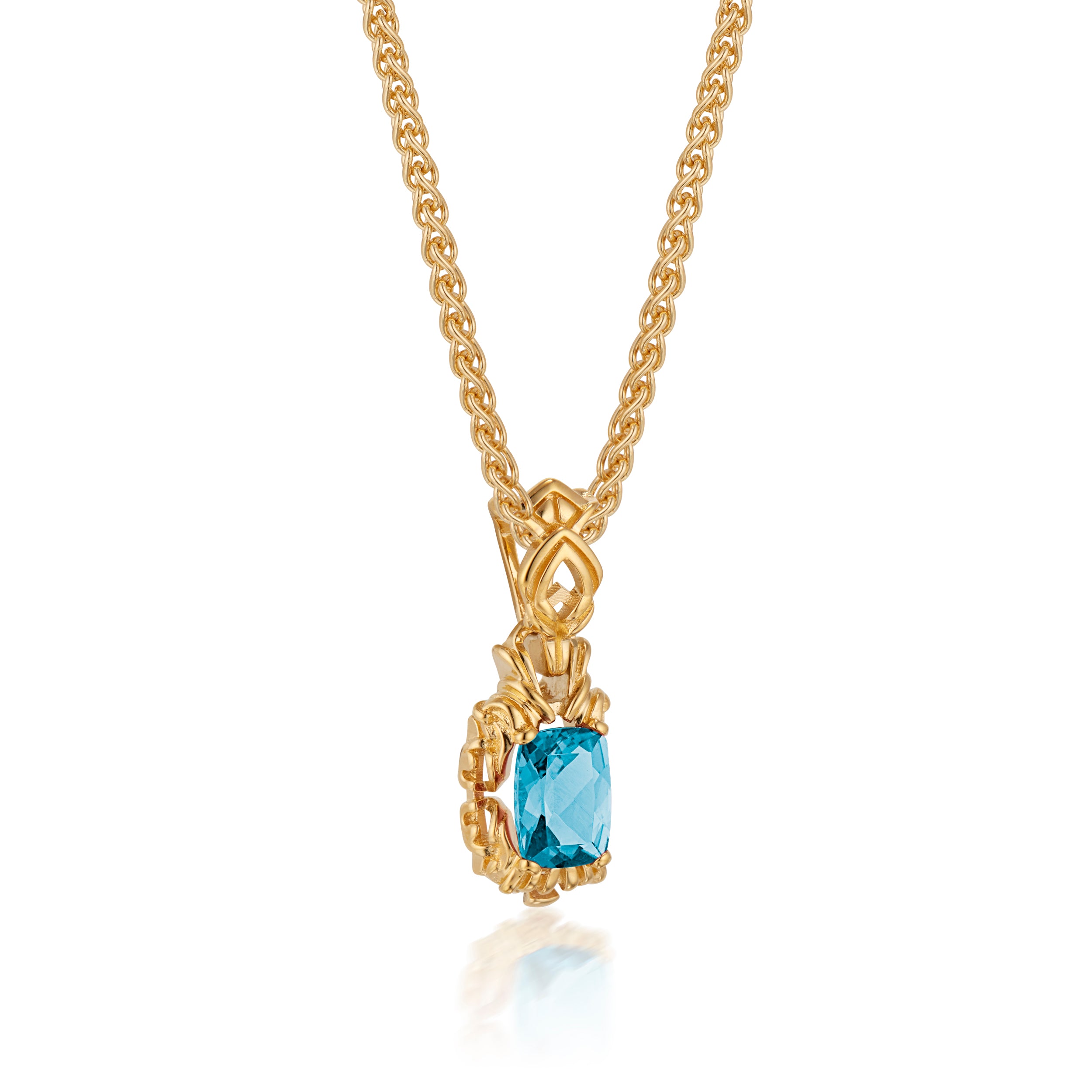 Tracery Alba Pendant, Blue Zircon