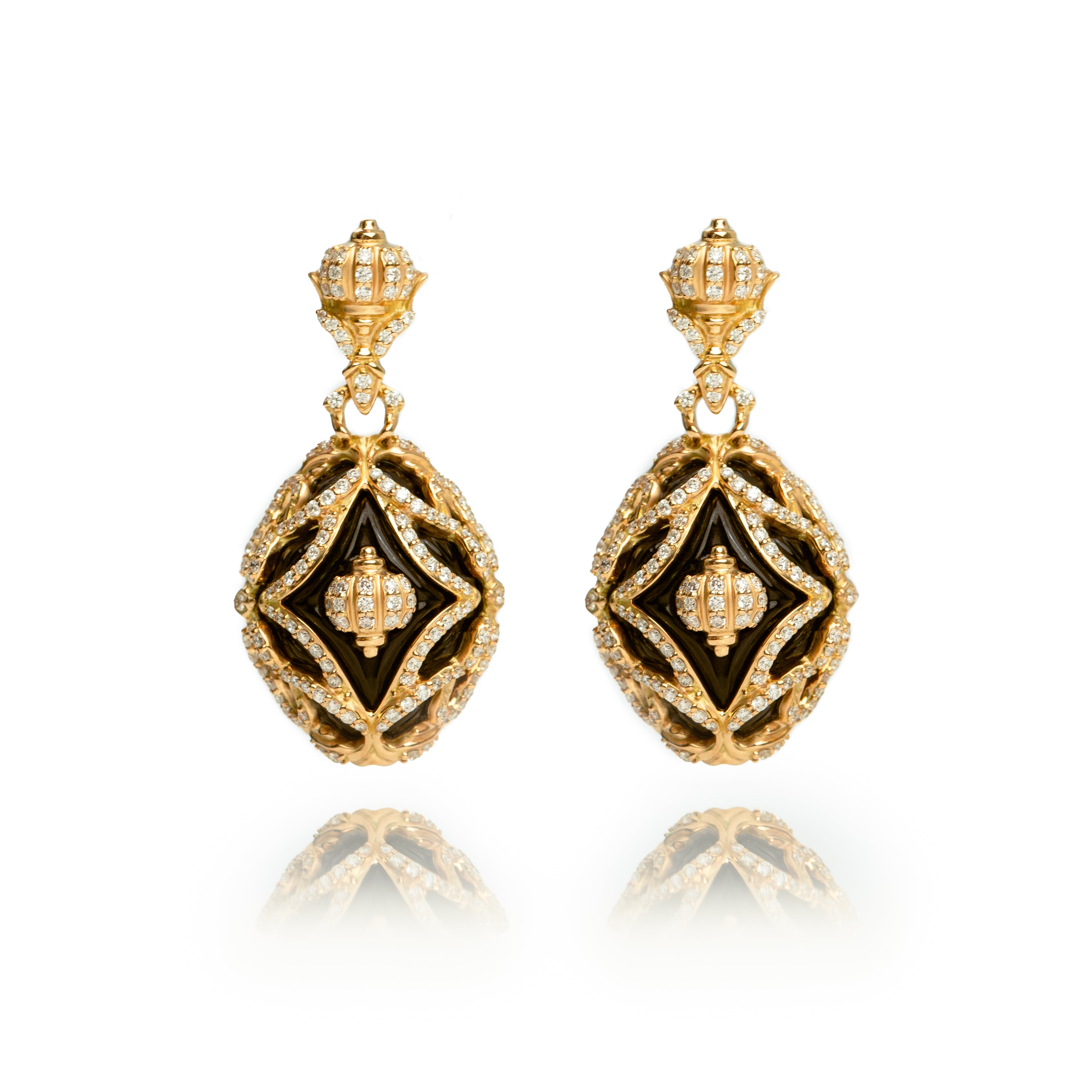 Intricata Earring, Black Onyx, Pavé